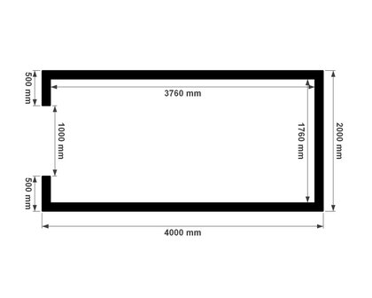 Plattegrond 2x4m onge&iuml;soleerde plat dak berging multiloods.nl