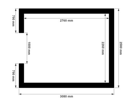 Plattegrond ge&iuml;soleerde 2,5x3,0m berging