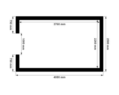 Plattegrond ge&iuml;soleerde plat dak berging 2,5x4,0m