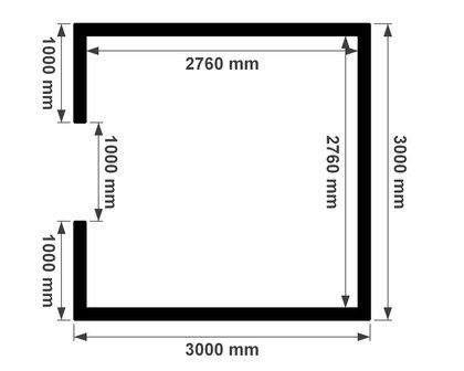 Plattegrond onge&iuml;soleerde berging 3x3m