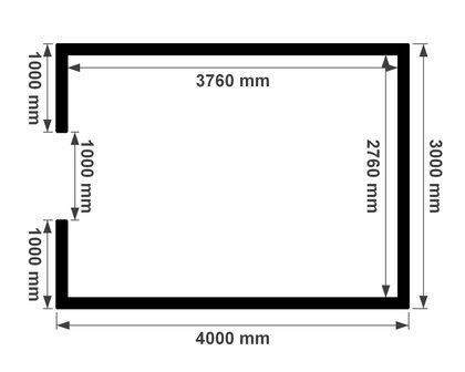 Plattegrond onge&iuml;soleerde berging 3x4m