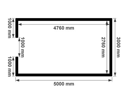 Plattegrond onge&iuml;soleerde platdak berging 3x5m