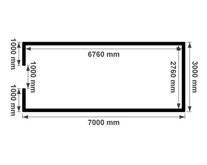 Plattegrond berging 3x7m plat dak