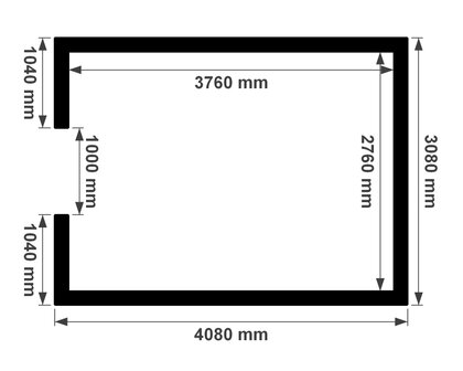 Plattegrond 3x4m plat dak berging ge&iuml;soleerd