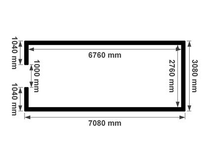 Plattegrond ge&iuml;soleerde plat dak berging 3x7m