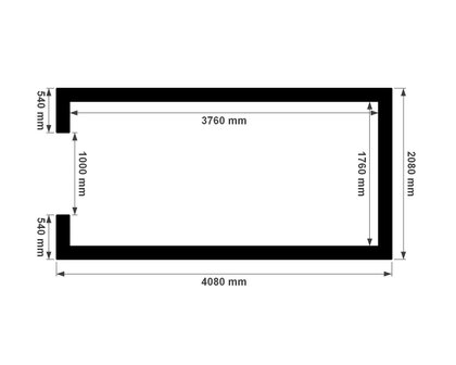 Plattegrond ge&iuml;soleerde berging 2x4m