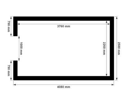 Plattegrond ge&iuml;soleerde zadeldak berging 2,5x4m