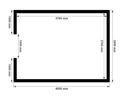 Plattegrond berging 3x4m onge&iuml;soleerd