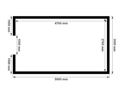 Onge&iuml;soleerde plattegrond berging 3x5m Multiloods.nl