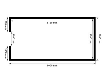 Plattegrond onge&iuml;soleerde 3x6m berging