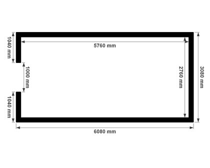 Plattegrond ge&iuml;soleerde berging 3x6m