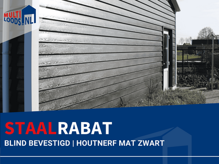 Staalrabat | Blind bevestigd | Houtnerf mat zwart