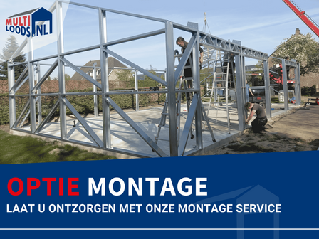 Montage 7m brede lessenaarsdak loods