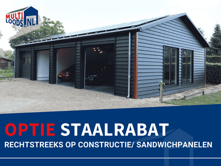 Staalrabat Multiloods.nl ongeisoleerde schuindak loods