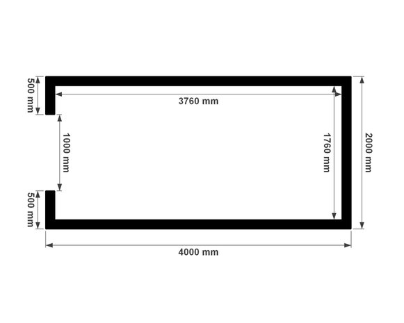 Plattegrond 2x4m ongeïsoleerde plat dak berging multiloods.nl