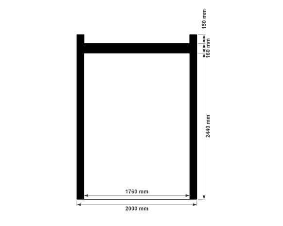 Doorsnede plat dak berging 2m