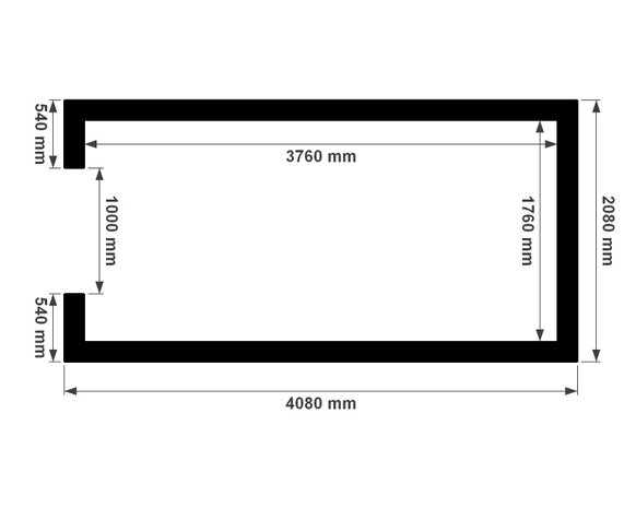 Plattegrond 2x4m berging Multiloods.nl