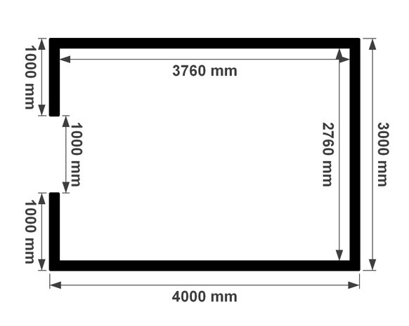 Plattegrond ongeïsoleerde berging 3x4m