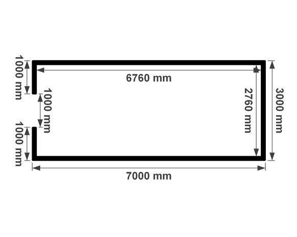 Plattegrond berging 3x7m plat dak