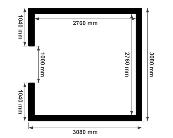 Plattegrond geïsoleerde berging 3x3m