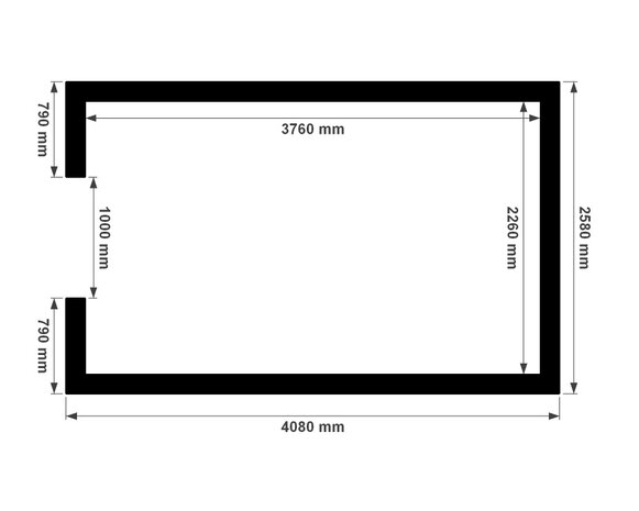 Plattegrond geïsoleerde zadeldak berging 2,5x4m