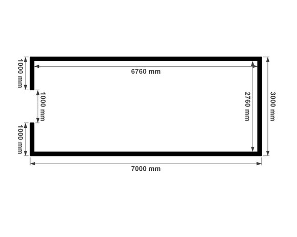 Multi Loods plattegrond 3x7m berging