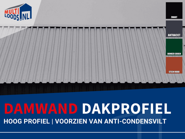 Damwand dakprofiel 7m breed zadeldak Multi Loods